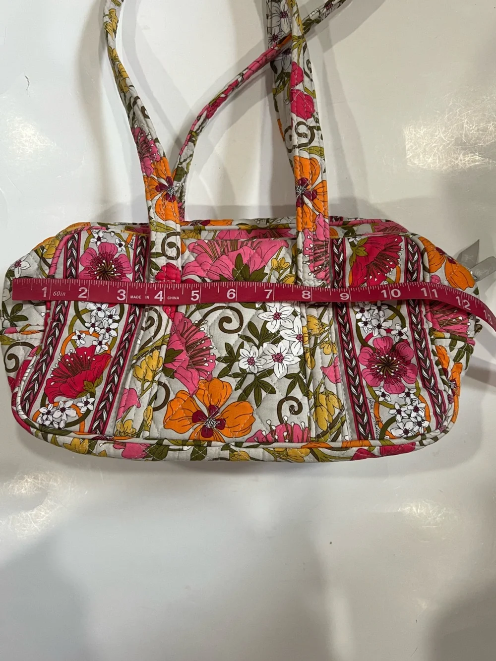 Vera Bradley Floral Quilted Shoulder Bag in Pink, Orange & Green